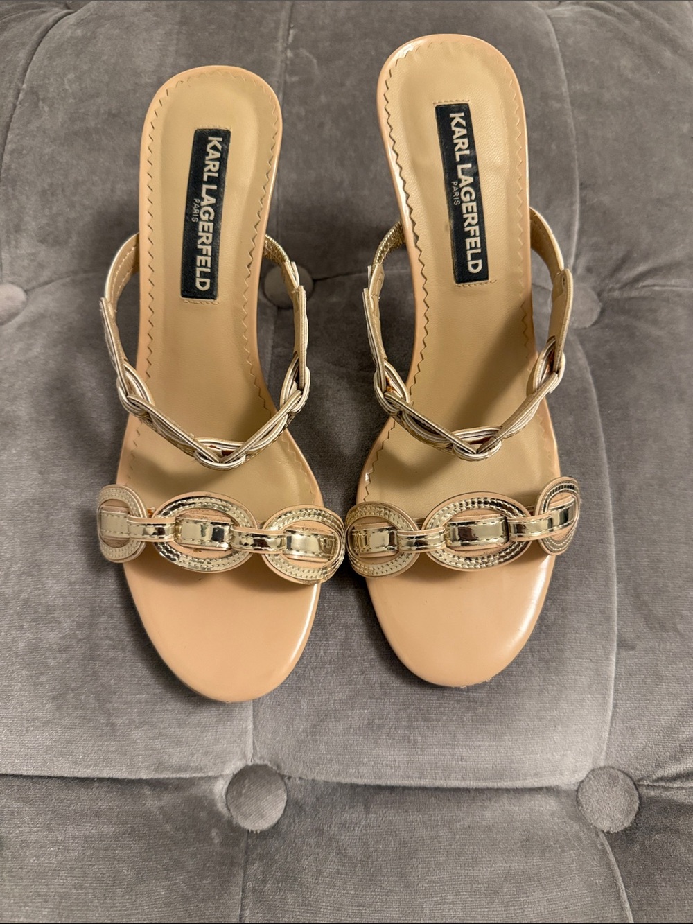 Karl Lagerfeld Nude Braided Strap Sandals